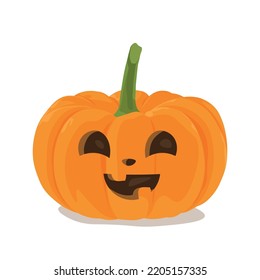 Carved Halloween pumpkin on white background