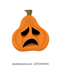 Carved Halloween pumpkin on white background
