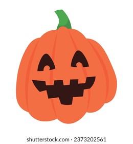 Carved Halloween pumpkin on white background