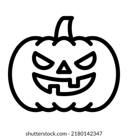 Carved Halloween pumpkin outline icon. Editable stroke.Vector graphics