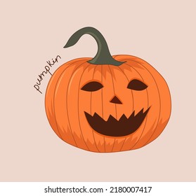 Carved Halloween pumpkin with spooky face