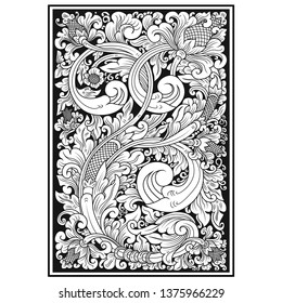 carved openwork pattern flower illustration. indonesia motif. Pattern suitable for laser cutting, plotter cutting or printing