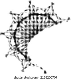 Carved part of the mandala in halftone dots effect style. Vector.