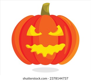 Carved Pumpkin with Angry Face, Fall Decor, Halloween Decor