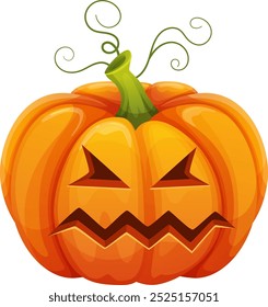 Carved pumpkin face emoji. Cartoon halloween mascot