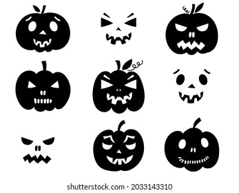 Carved Pumpkin Faces. Vector illustration. 