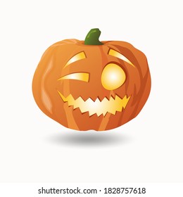 Carved pumpkin with funny scary face