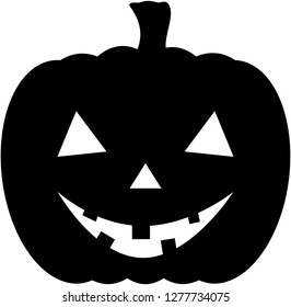 Carved pumpkin icon silhouette. Halloween vector illustration.