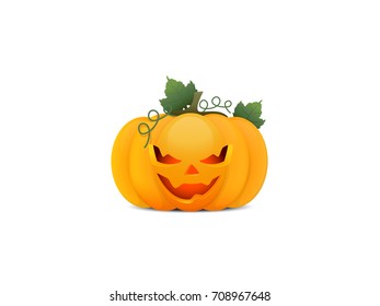 Carved pumpkin with the mean face on it. Halloween ready. Vector illustration