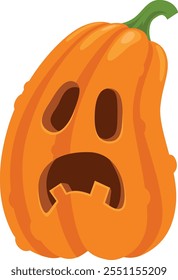 Carved pumpkin with a screaming face expressing fear and terror, perfect for halloween decorations and spooky celebrations, isolated on a white background