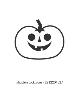Carved pumpkin simple icon. Halloween jack o lantern funny pictogram.