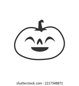 Carved pumpkin simple icon. Halloween jack o lantern funny pictogram.