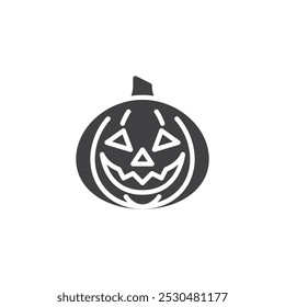 Carved pumpkin with a spooky face vector icon. filled flat sign for mobile concept and web design. Jack Lantern glyph icon. Halloween pumpkin symbol, logo illustration. Vector graphics