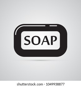 Carved silhouette flat icon, simple vector design. Soap with text for illustration for bathroom, hygiene, soaping, wash and washing hands. Rectangle with rounded corners