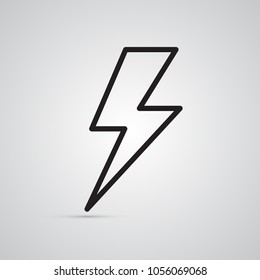 Carved silhouette flat icon, simple vector design. Lightning for illustration of strength, danger, attraction and important information. Symbol of bad weather and storm in nature