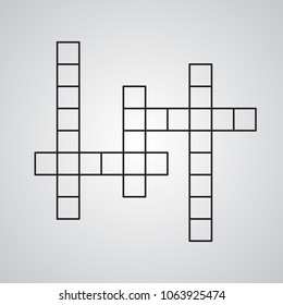 Carved silhouette flat icon, simple vector design. Empty crossword for illustration of challenge game, puzzle and rebus. Squared figure.