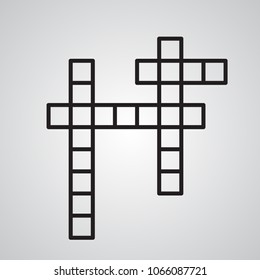 Carved silhouette flat icon, simple vector design. Crossword for illustration of challenge game, puzzle and rebus. Squared figure.
