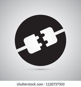 Carved silhouette flat icon, simple vector design. Electric plug in round for illustration of electricity, wiring, repairs. Symbol of  connection type "male and female".