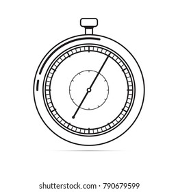 Carved silhouette flat icon, simple vector design. Watch case, stopwatch. Illustration for time, change of time and data, sports activities.
