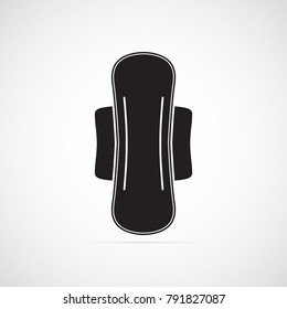 Carved silhouette flat icon, simple vector design. Sanitary napkin with wings. Illustration for feminine hygiene, medicine, menstruation. Symbol of absorbent pad for woman