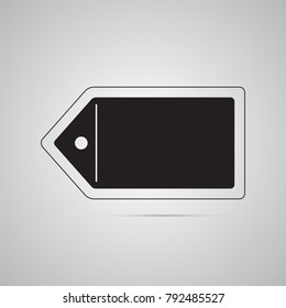 Carved silhouette flat icon, simple vector design.  Illustration of rectangular label with frame for tag item and product, sale and discount special offer in web shop and store