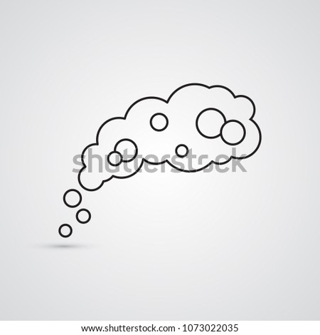 Carved silhouette flat icon, simple vector design. Cloud of smoke for illustration of smoking, burning, evaporation and steam evolution in science, chemistry, cooking and industry.