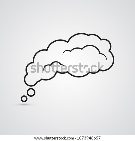Carved silhouette flat icon, simple vector design. Cloud of smoke for illustration of weather, smoking, burning, evaporation and steam evolution in science, chemistry, cooking and industry.