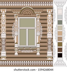 the carved window in beige color