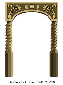 carved wooden arch with patterns