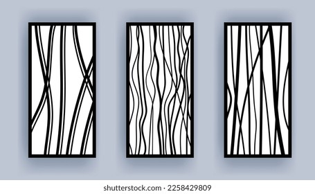 Carved wooden lattice work with modern style pattern art. CNC machine design