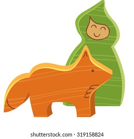 Carved Wooden Toys Vector Illustration