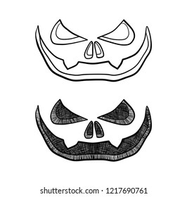 Jack-O’-Lantern Carving Face Design 7 Sketch Line Art Illustration