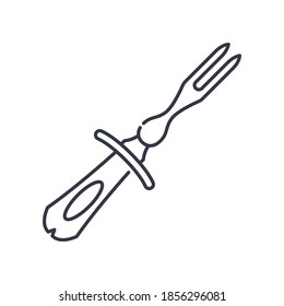 Carving fork icon, linear isolated illustration, thin line vector, web design sign, outline concept symbol with editable stroke on white background.