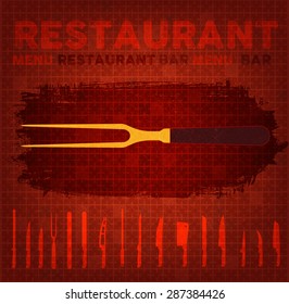 Carving fork with icon set collection