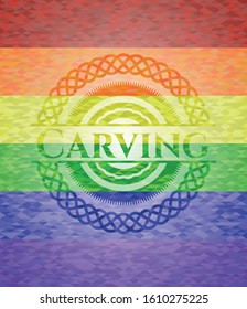 Carving lgbt colors emblem. Vector Illustration. Mosaic.