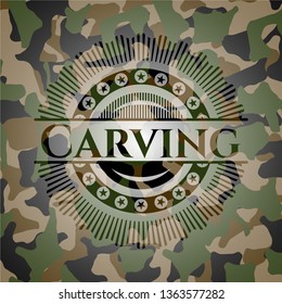Carving on camouflaged pattern