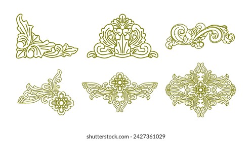 carving pattern set illustration isolated on white background