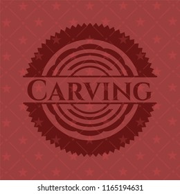 Carving red emblem