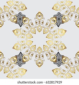 Carving. Small depth of field. Seamless element woodcarving. Furniture in classic style. Patina. Luxury furniture. Gray tree with gold trim. Pattern on gray background with golden elements.