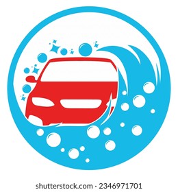 Carwash cleaning with soap bubbles Logo Icon. Cleaning service symbol vector illustration