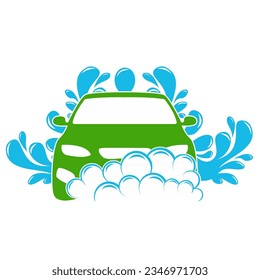 Limpieza con lavavajillas con burbujas de jabón Icono del logotipo. Ilustración vectorial del símbolo de servicio de limpieza