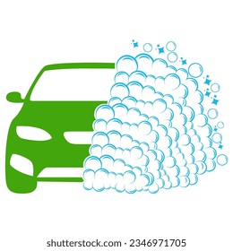 Carwash cleaning with soap bubbles Logo Icon. Cleaning service symbol vector illustration