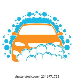 Carwash cleaning with soap bubbles Logo Icon. Cleaning service symbol vector illustration