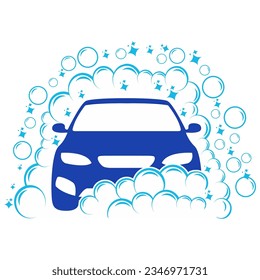 Carwash cleaning with soap bubbles Logo Icon. Cleaning service symbol vector illustration