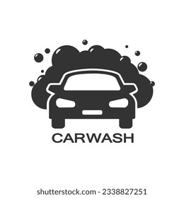 Carwash icon logo in modern flat style sign. Vector emblem for car cleaning services