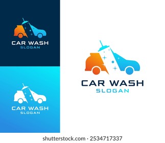 Carwash logo. Car with foam vector logo design.