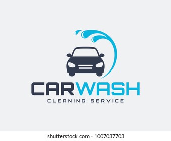 Carwash logo isolated on white background. Vector emblem for car washing services. 