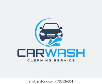 Carwash Logo Isolated On White Background. Vector Emblem For Car Washing Services.