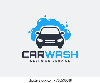 Carwash logo isolated on white background. Vector emblem for car cleaning services.