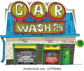 carwash station - cartoon